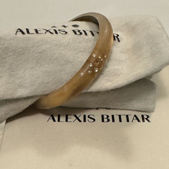 Alexis Bittar Lucite Skinny Bangle Bracelet w/ Rhinestones 🌟Golden Brown🌟 - Picture 1 of 4